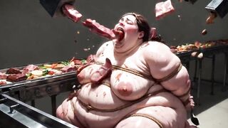 Abased big beautiful woman Serf Bound and Stuffing Her Stomach Unfathomable