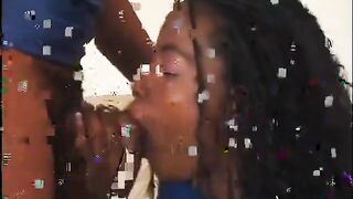 Ebony cheerleader with merry titties rides a large ebony shlong
