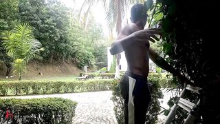 Voyeuristic gardener roughly bangs his lascivious boss outdoors - Brandon Cruz & Alejandra Palacios