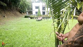Voyeuristic gardener roughly bangs his lascivious boss outdoors - Brandon Cruz & Alejandra Palacios