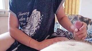 Stepmom replaced stepson's morning hand job with oral-sex