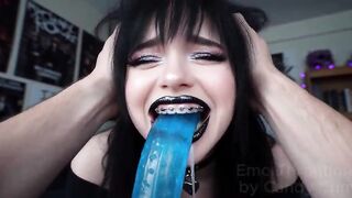 A I Punk Emo Sucks Her Sex-toy In Her Bedroom