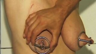 Manacled Aged Redhead Drains 2 Favourable Males Dry