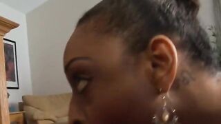 Glamorous ebony woman sucking a hard shlong