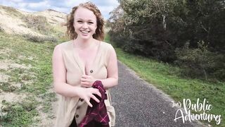 Risky public outdoor flashing & banging my sex-toy on the beach