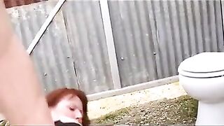 Obese older hoe jizzed in throat after fucking outdoors