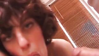 Brunette hair hottie gets her moist twat fucked by a hardly any concupiscent boys