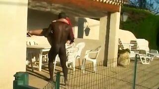 White sweetheart with colored hair gets anally screwed outdoors