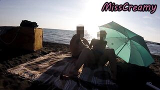 French Teacher Risky Public Masturbation Caught on Crowded Beach Helps Squirt Bizarre Jizz flow MissCreamy