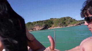 Large-breasted woman has sex on a yacht in Rio de Janeiro with a youthful chap!