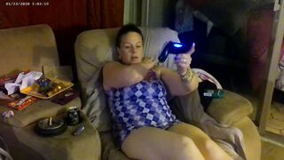 Gal In Concupiscent Mini Suit Widens Her Legs So U Can Watch Her Pants