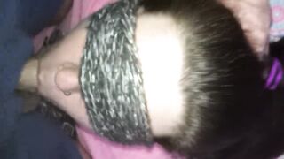 Blindfold oral-sex. Cumming unfathomable in her mouth ???