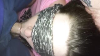 Blindfold oral-sex. Cumming unfathomable in her mouth ???