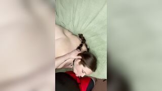 Thick Large Tit big beautiful woman Sucks And Screws Cum In Chubby Bushy Cunt
