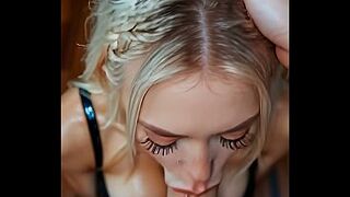 POV Breasty Blond Teen chick Deepthroat Oral-sex and Facial 4K - Ai generated