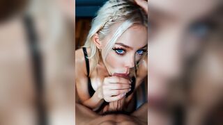 POV Breasty Blond Teen chick Deepthroat Oral-sex and Facial 4K - Ai generated