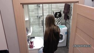 Petty teen gal santa sky in the bath - web camera