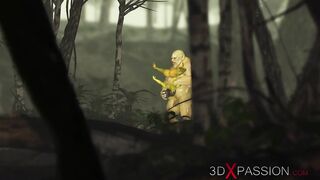 Extraordinary monster Ogre bangs Hawt female Goblin hard outdoors