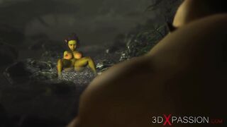 Extraordinary monster Ogre bangs Hawt female Goblin hard outdoors