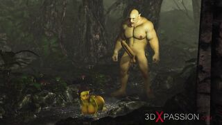 Extraordinary monster Ogre bangs Hawt female Goblin hard outdoors