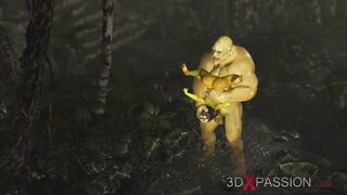 Extraordinary monster Ogre bangs Hawt female Goblin hard outdoors