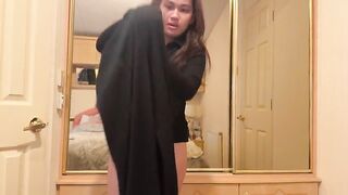 eighteen year old teen shows us her curly vagina during the time that changing fresh raiment