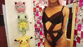 Slutty black honey LADYKAIYO grinding in a skin-taut one-piece just for u