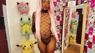 Sexually excited 18yo black LADYKAIYO showing off each curve in a one-piece bodysuit