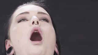 Sloppy Deepthroat on Her Knees... That babe Gags on Each Inch of His BBC
