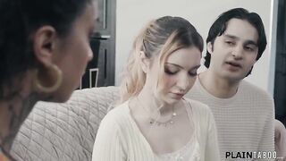 Teen Demi Hawks and her bf have changed teachers and visit breasty Ravyn Alexa not to study but to screw her.The large tit mother i'd like to fuck is tempted into a trio