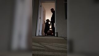 Trying to Get Caught! Sex in the Doorway at the Hotel