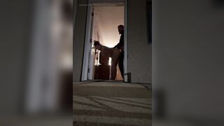 Trying to Get Caught! Sex in the Doorway at the Hotel