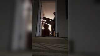 Trying to Get Caught! Sex in the Doorway at the Hotel