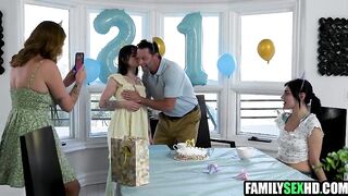 Teen Drilled By BFF's Stepmom & Stepdad