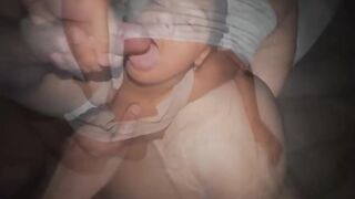Large Butt Playgirl Sucks Ramrod whilst Screwing a Sextoy