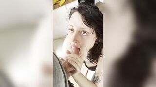 Small bitch smokes cigarettes whilst sucking your thick weenie