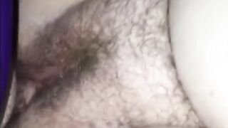 Unfathomable creampie in wife’s bushy cunt