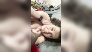 Concupiscent big beautiful woman Takes Spunk fountain Into Her Throat
