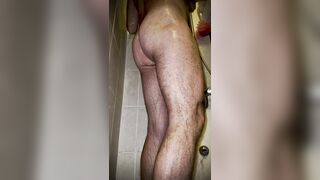I'm taking a shower with a chastity strap on my ramrod!