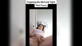 Glamorous Tiny White Cutie undresses and fingers and smack her highly constricted pink cunt compilation