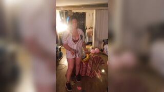 Hawt step mommy in brassiere and pants popping balloons with cigarettes, gets her lustful and cunt wet