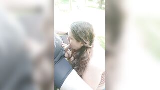 Sucking Off The Tip Outside big beautiful woman Swallows Cum