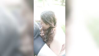 Sucking Off The Tip Outside big beautiful woman Swallows Cum