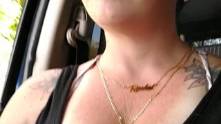 Hotty films up her own ebony minidress and teases with her pants in public whilst I'm driving