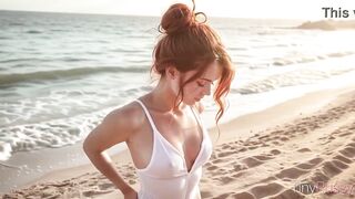 A slim doxy in a swimsuit on vacation at the sea uses her throat so skillfully I couldn't resist [AI]