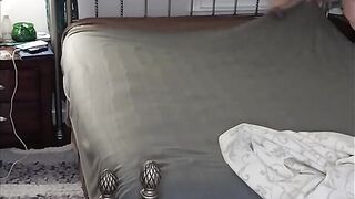 Hawt mother I'd like to fuck big beautiful woman Changing The Sheets On Her Daybed!