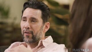 Stepdad makes a deal with stepdaughter Aria Sloan.Shell be the pet for a week to get a pet.After that babe peed on the carpet this guy craves to supplicate for his penis