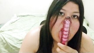 Bridivine Obsessed with Sucking on Her Large Sex-toy