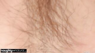 Nude woman with earrings fingers herself after showing armpit and licking stubbled booty
