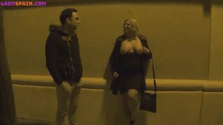 This Breasty Aged Woman Goes Out on the Street with Her Bazookas Out Looking for Youthful Dudes to Bang